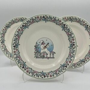 Vintage Gien France Pierrot et Colombine Dessert Plate Set 6pc MINT / UNUSED